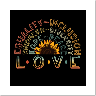 LOVE Equality Inclusion Kindness Diversity Hope Peace Posters and Art